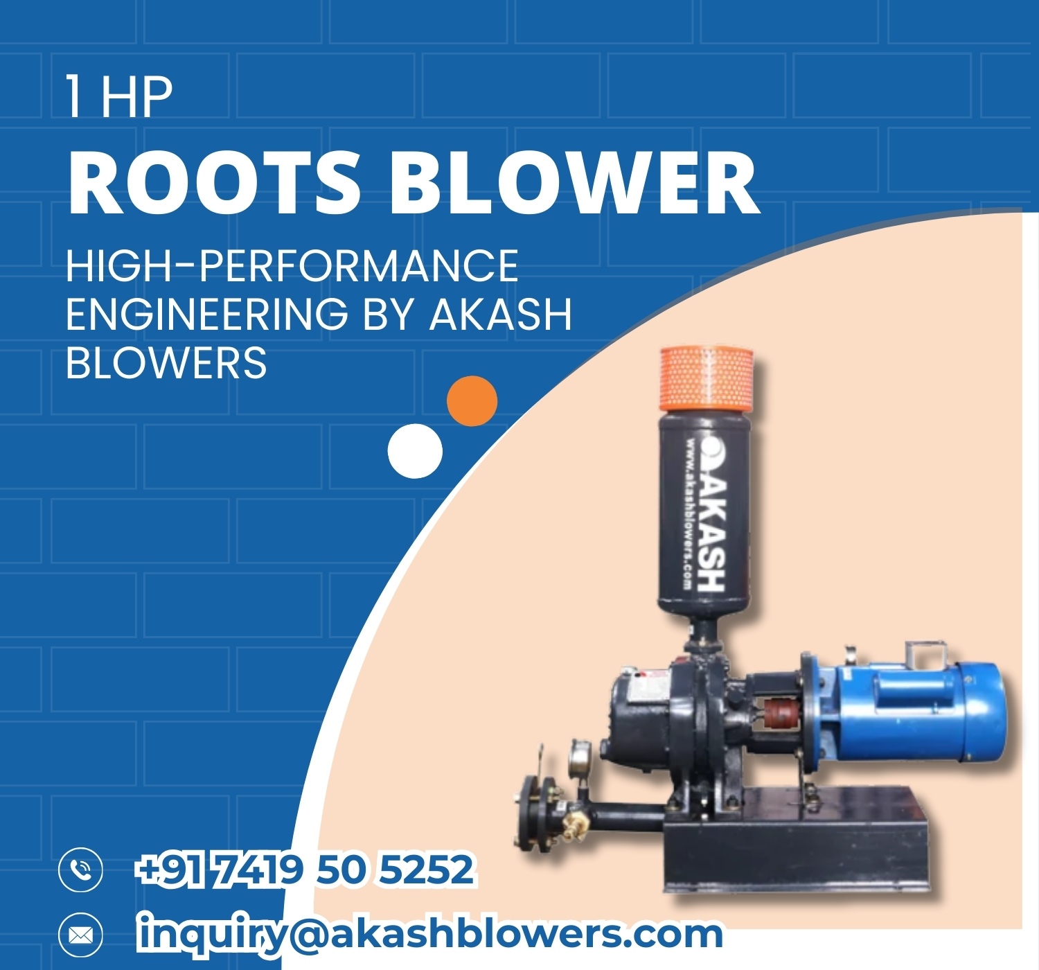 1 HP Roots Blower | Twin & Tri Lobe | Best Price – Akash Blowers